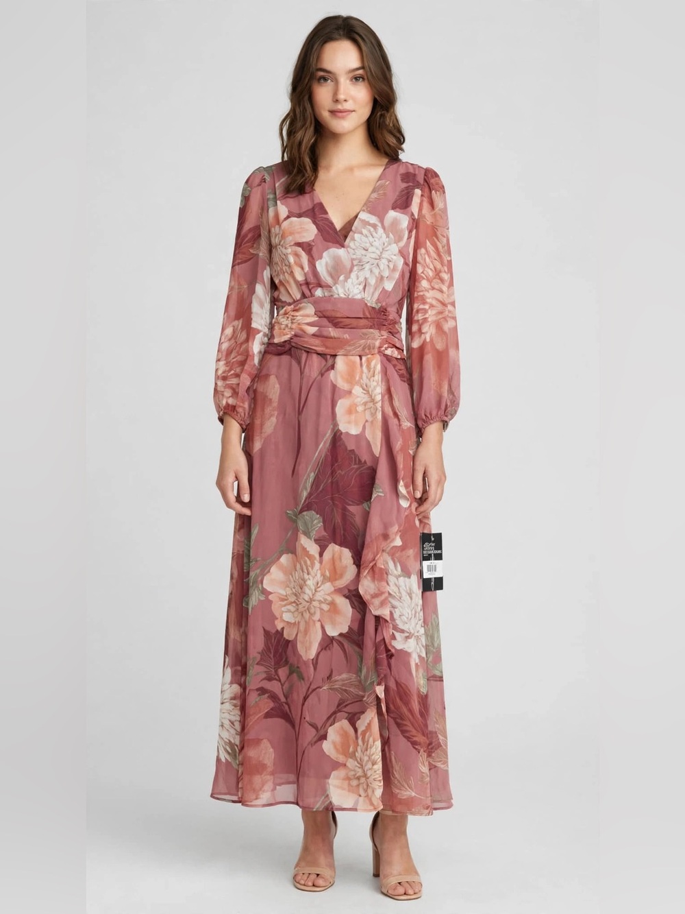 Maison Tara Floral Maxi Dress in Pink & Red Like New Size 4